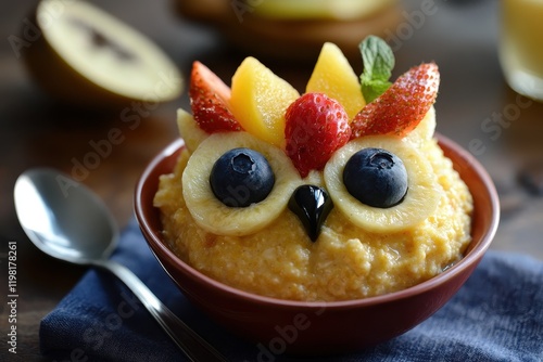 Children s fruit porridge resembles an adorable owl photo