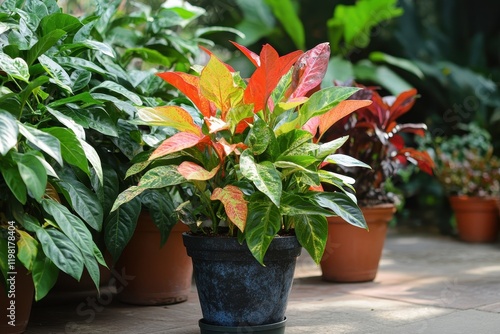 Chili plants appear vibrant with differing hues photo