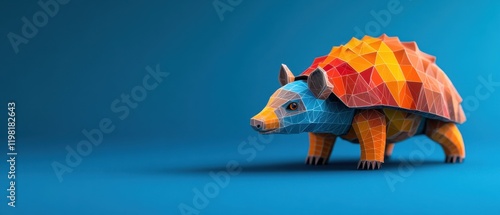 [Vibrant cartoon hedgehog creatures with rainbowcolored quills] Imaginary Rainbow Hedgehog Scene with Colorful Quills Against Dark Blue Background photo