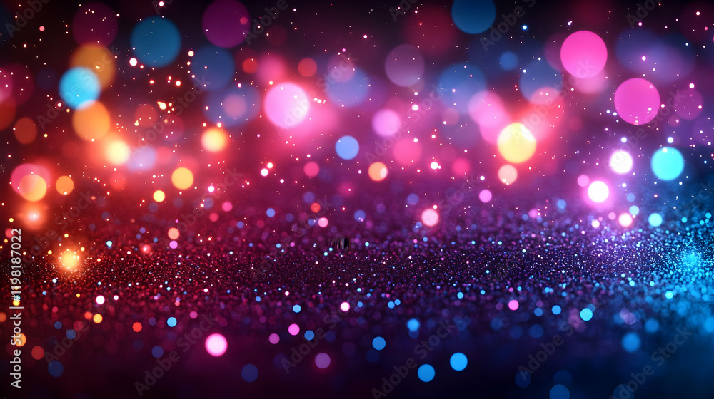 Vibrant Colorful Bokeh Lights with Sparkling Glitter Texture, Perfect for Festive Backgrounds Vibrant Colorful Bokeh Lights with Sparkling Glitter Texture, Perfect for Festive Backgrounds