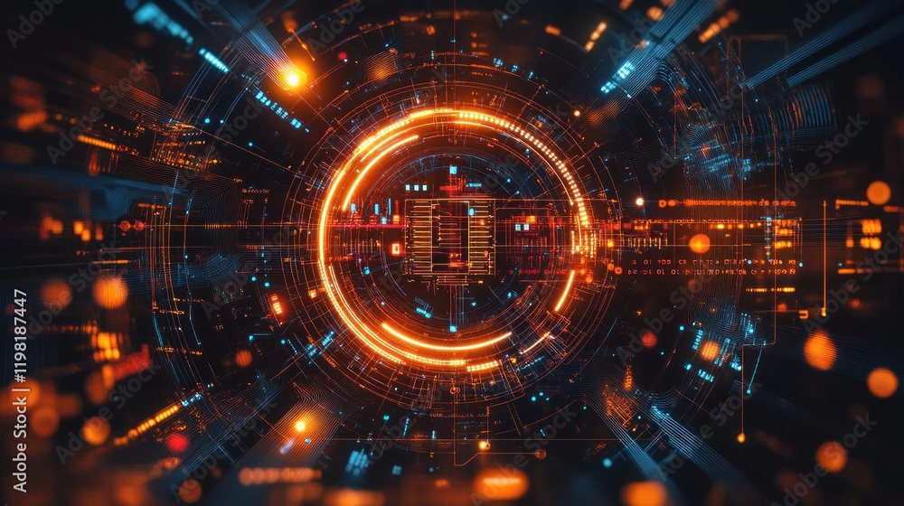 Obraz premium Abstract Digital Interface: Futuristic Technology Visualization