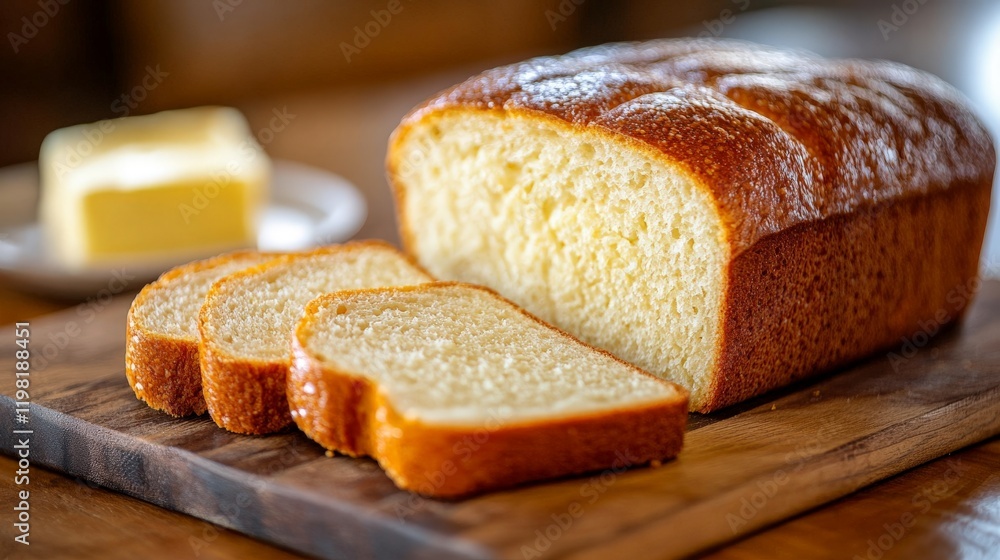 Freshly baked gluten-free bread loaf, sliced and served with vegan butter on a rustic cutting board, Freshly baked gluten-free bread loaf, sliced and served with vegan butter on a rustic cutting board,
