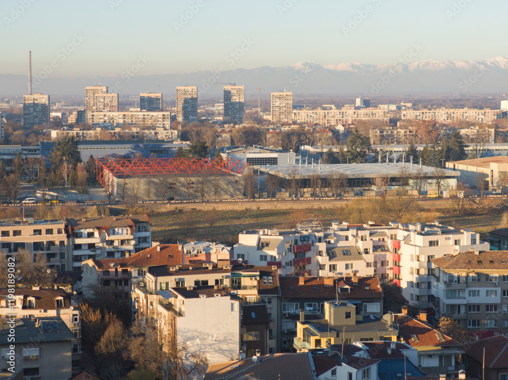 Sunset view of Plovdiv city from Nebet Tepe hill, Bulgaria Sunset view of Plovdiv city from Nebet Tepe hill, Bulgaria