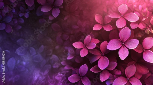 Vibrant purple and pink flowers in bloom.