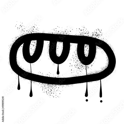 Bread with black spray paint graffiti