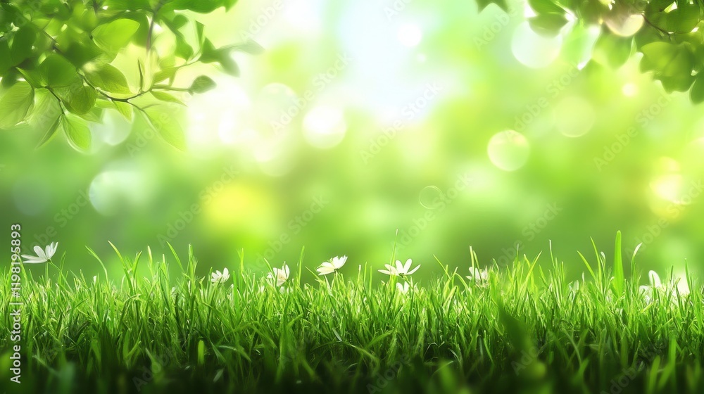 Spring's gentle arrival. Fresh grass and delicate blooms. Spring's gentle arrival. Fresh grass and delicate blooms.