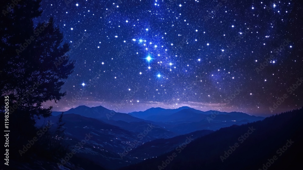 Fototapeta premium A dreamy starry night sky with twinkling stars and a soft glow, inspiring wonder.