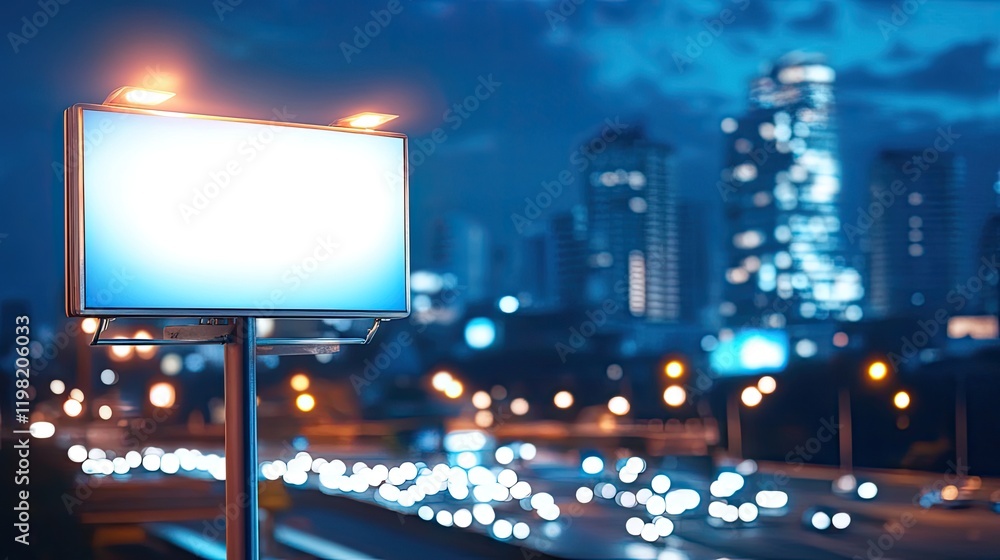Modern rectangular shop sign glowing brightly on a bustling city street. Modern rectangular shop sign glowing brightly on a bustling city street.