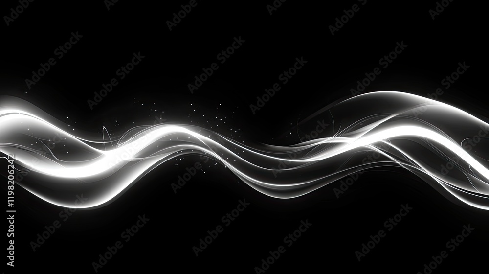 Obraz premium Neon light tubes forming an abstract wave pattern, glowing softly.