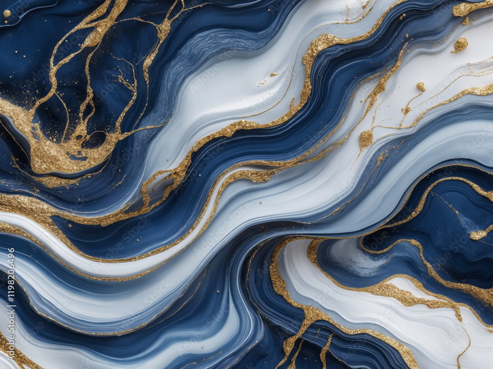 Abstract art with fluid marble patterns in blue, white, and gold, featuring elegant swirls and metallic accents. Abstract art with fluid marble patterns in blue, white, and gold, featuring elegant swirls and metallic accents.