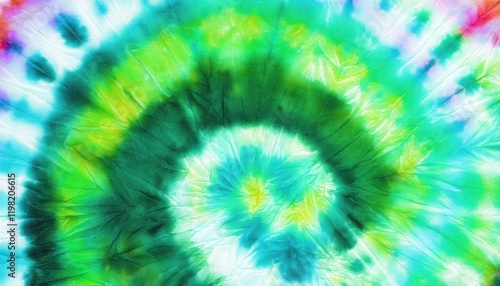 Vibrant Watercolor Masterpiece Green Tie Dye Swirls on a Colorful Background, Showcasing Artistic Expressiveness in a Whimsical Manner. photo