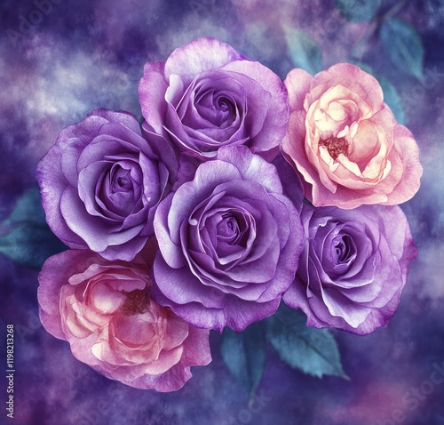 Women's History Month Celebration Floral Card with Lilac Peonies and Glassmorphism Effect photo