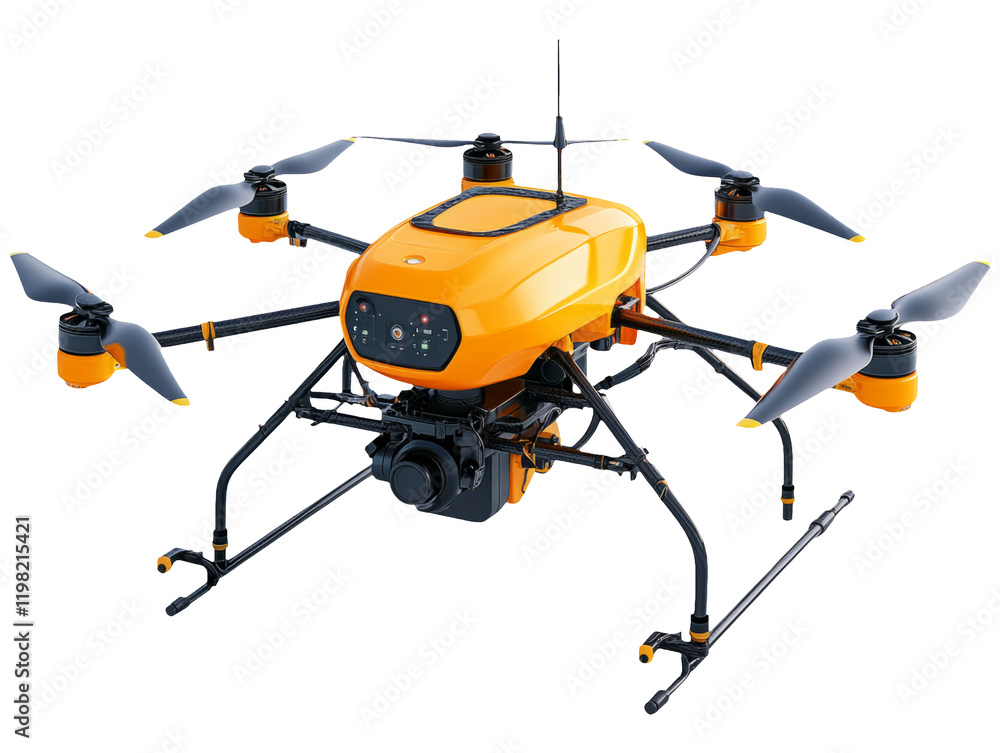 Agricultural Drone with Automatic Spraying System Isolated Image Agricultural Drone with Automatic Spraying System Isolated Image