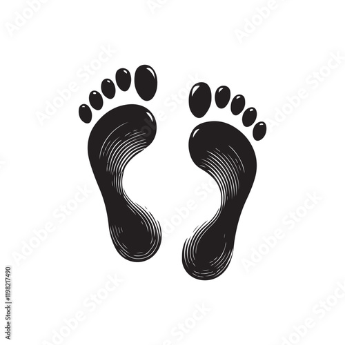 Black Color ManWoman Footprint silhouette design Vector Illustration, Solid White Background (7).eps