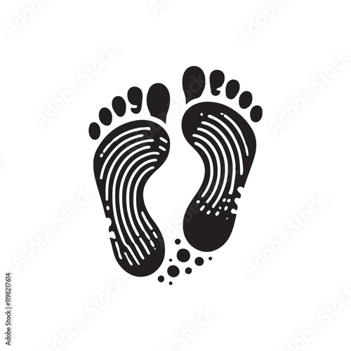 Black Color ManWoman Footprint silhouette design Vector Illustration, Solid White Background (12).eps