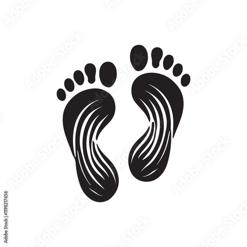 Black Color ManWoman Footprint silhouette design Vector Illustration, Solid White Background (15).eps