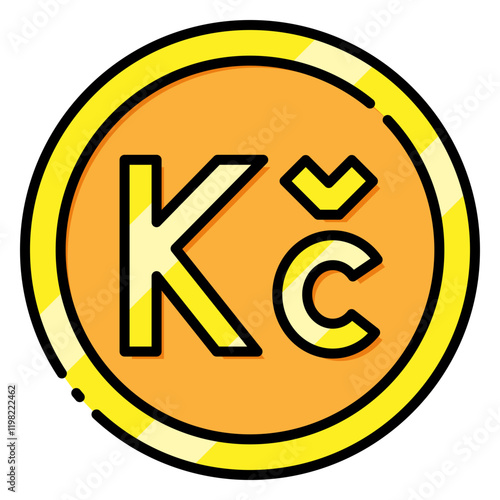 Czech Koruna Currency Symbol Filled Icon