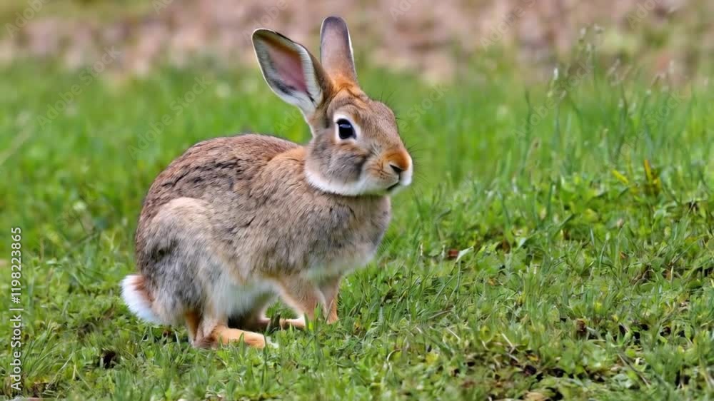 Alert Wild Rabbit Captured in a Serene Natural Environment Alert Wild Rabbit Captured in a Serene Natural Environment