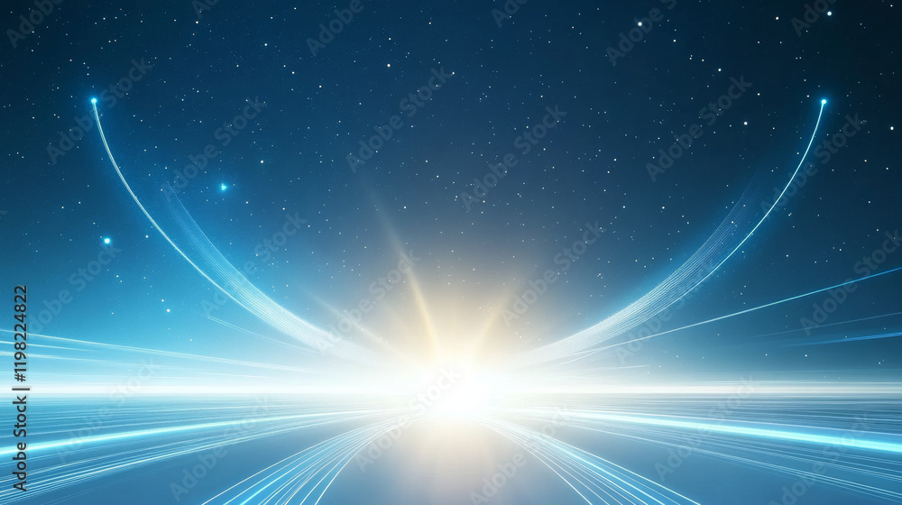 Fototapeta premium The technological background of blue starry sky shining