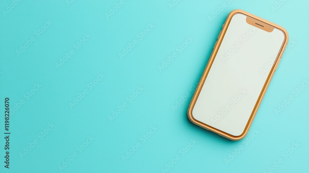 Obraz premium Modern Smartphone on a Vibrant Turquoise Background