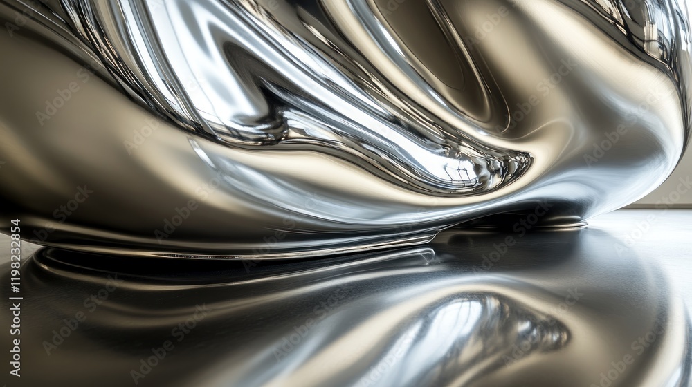 Abstract chrome sculpture with reflections. Abstract chrome sculpture with reflections.