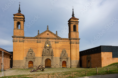 Architectural building of new monastery of San Juan de la Pena located in the town of Santa Cruz de la Seros photo