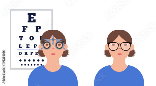 Eyesight examination with ophthalmic trial frame