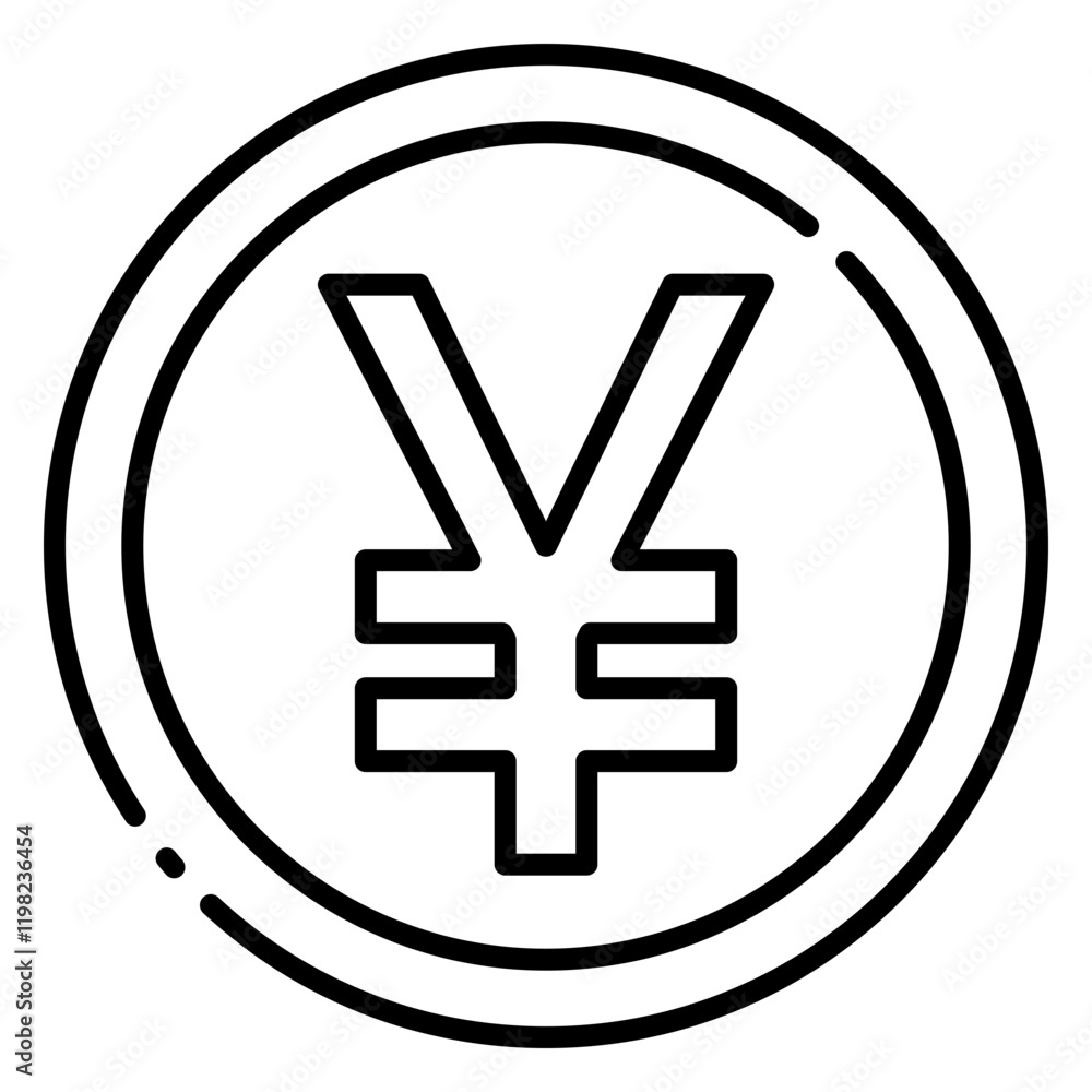 Fototapeta premium Japanese Yen Currency Symbol Line Icon