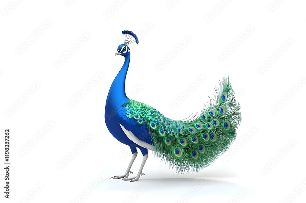 Fototapeta premium Peafowl Isolated on White Background.