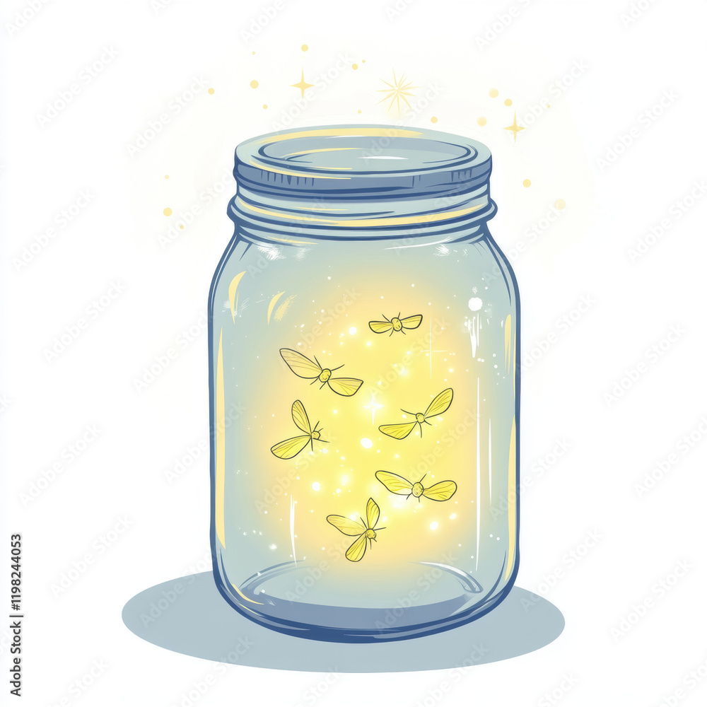 glowing jar filled with fireflies creates magical atmosphere, illuminating surrounding space with warm, enchanting light glowing jar filled with fireflies creates magical atmosphere, illuminating surrounding space with warm, enchanting light
