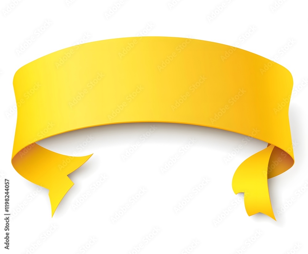A Yellow Curved Banner with Flowing Tails A Yellow Curved Banner with Flowing Tails