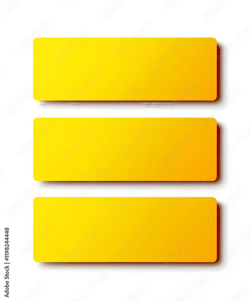 Three Horizontal Yellow Blank Rectangles on White Three Horizontal Yellow Blank Rectangles on White