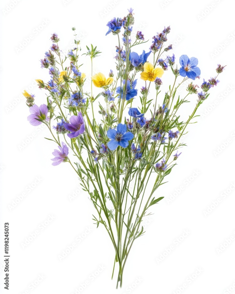 Fototapeta premium A vibrant bouquet of wildflowers showcasing a blend of colors and textures. Ideal for nature lovers. This floral arrangement brings joy to any space. Generative AI
