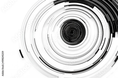 Abstract white background with black circle rings Digital future technology concept
