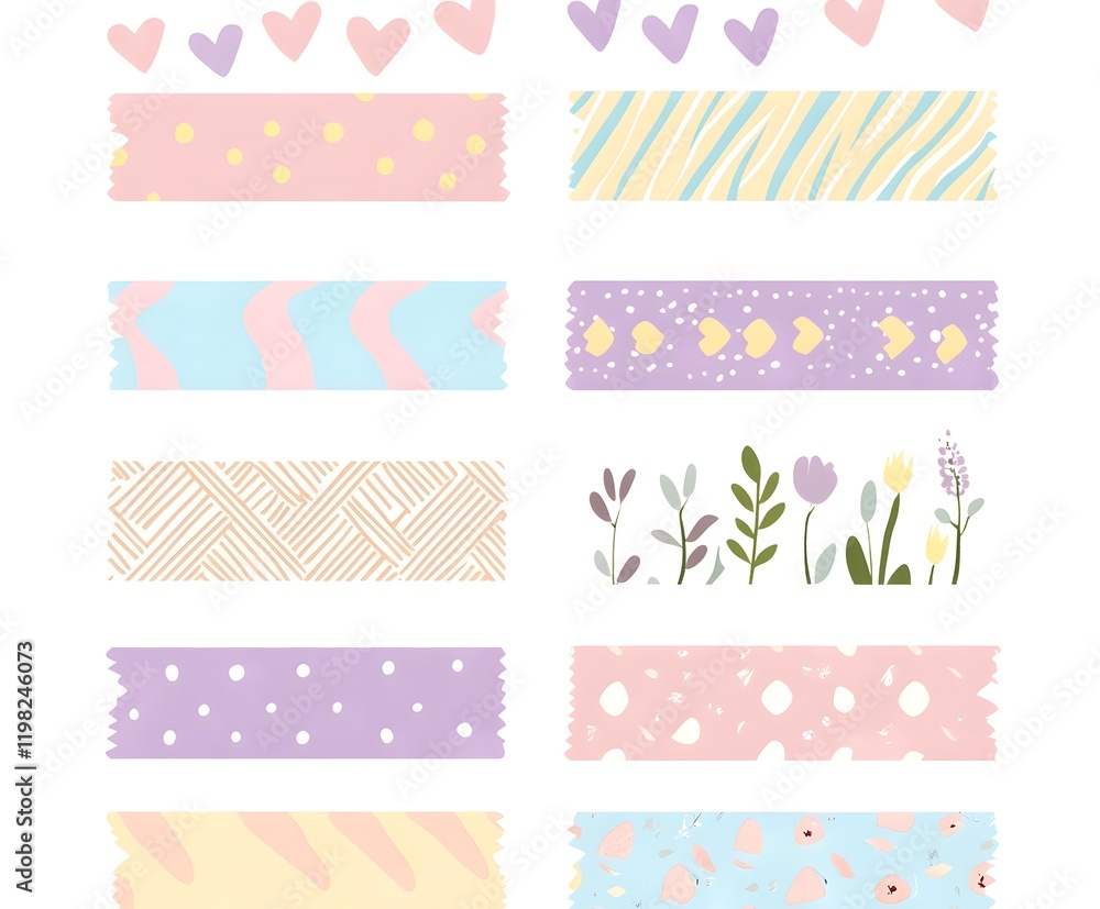 Pastel Washes Decorative Tape Designs With Hearts Pastel Washes Decorative Tape Designs With Hearts