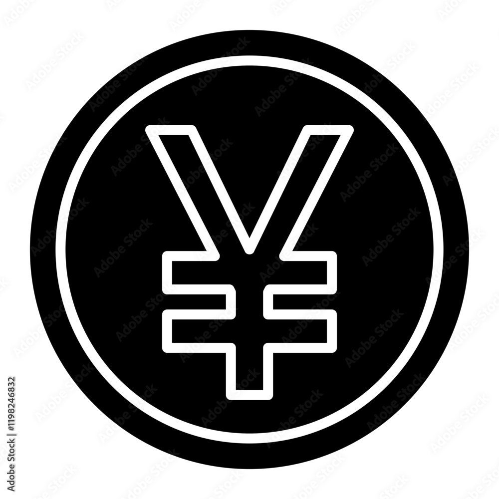 Japanese Yen Currency Symbol Outline Glyph Icon Japanese Yen Currency Symbol Outline Glyph Icon