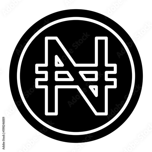 Nigeria Naira Currency Symbol Outline Glyph Icon