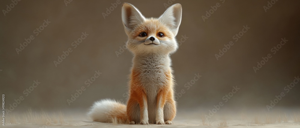 Fototapeta premium [Animated anthropomorphic fox character] Foxy Evening Encounter Curious Young Fox Stands Tall in Soft Light