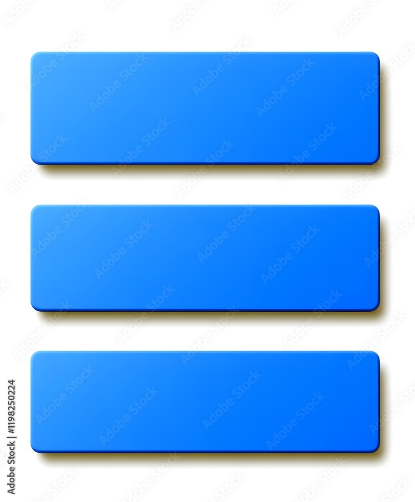 Three Horizontal Blue Rectangular Blank Banners Three Horizontal Blue Rectangular Blank Banners