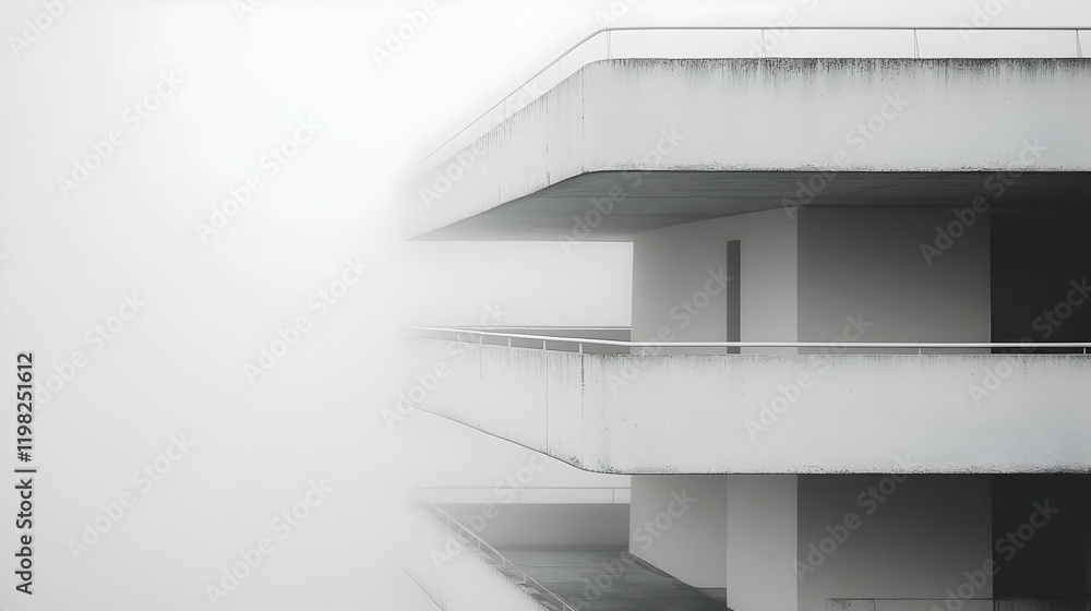 Fototapeta premium Foggy Balcony Minimalist Architectural Photo