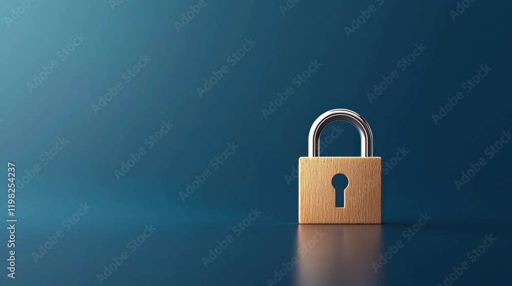 Simple Lock on a Blue Background with Minimalist Design Simple Lock on a Blue Background with Minimalist Design