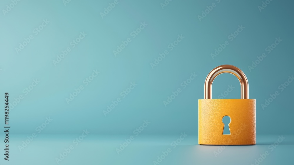 Fototapeta premium Colorful Padlock on Blue Background for Security Themes