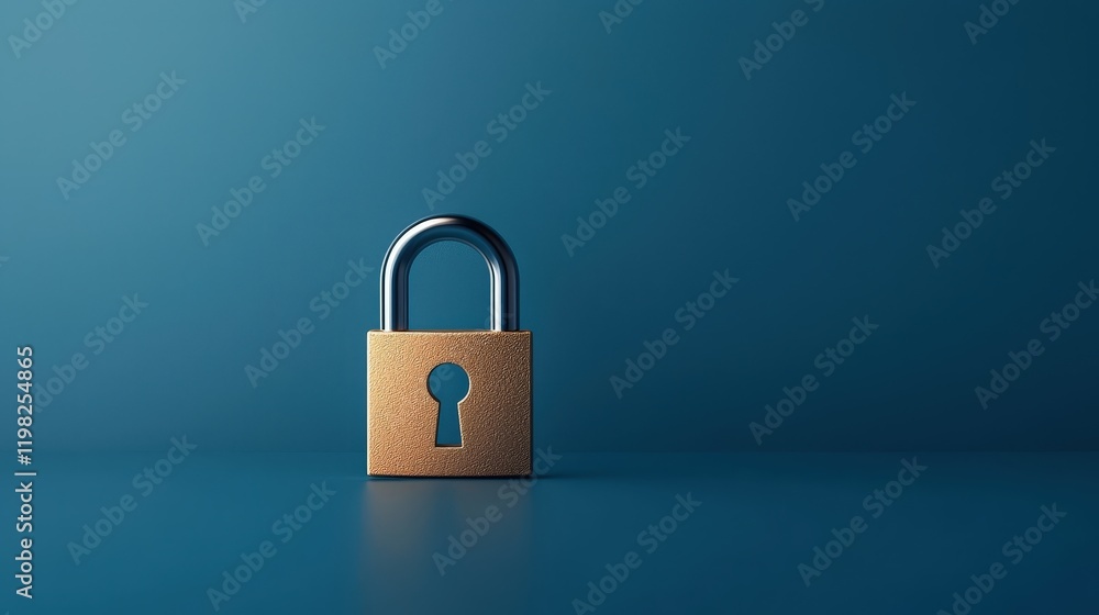 Modern Padlock on Minimalist Background Modern Padlock on Minimalist Background