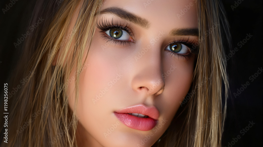 Cinematic portrait of mysterious young woman looking at us; Hyperrealistic detail with volumetric lighting, macro texture and ultra-detailed visual effect< Cinematic portrait of mysterious young woman looking at us; Hyperrealistic detail with volumetric lighting, macro texture and ultra-detailed visual effect<