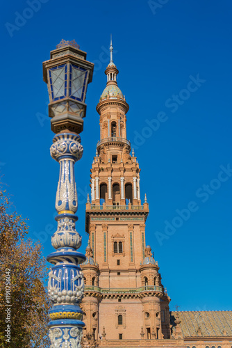 Obraz na płótnie Pavillon auf der Plaza de España im Parque de María Luisa, Sevilla, Spanien, Andalusien w salonie