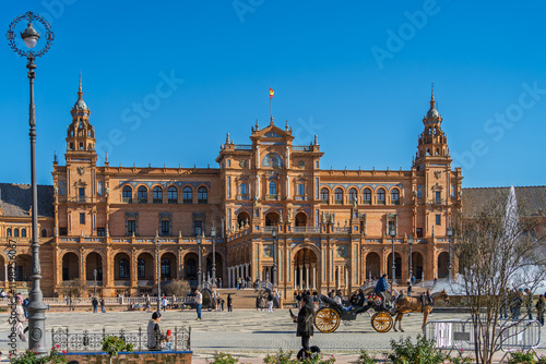 Pavillon auf der Plaza de España im Parque de María Luisa, Sevilla, Spanien, Andalusien