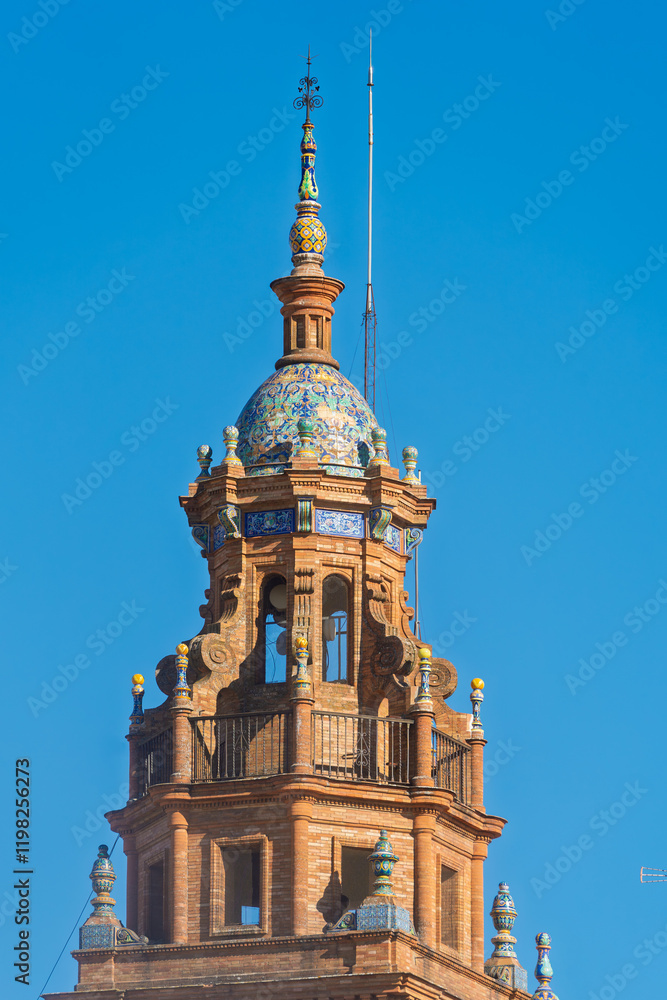 Pavillon auf der Plaza de España im Parque de María Luisa, Sevilla, Spanien, Andalusien