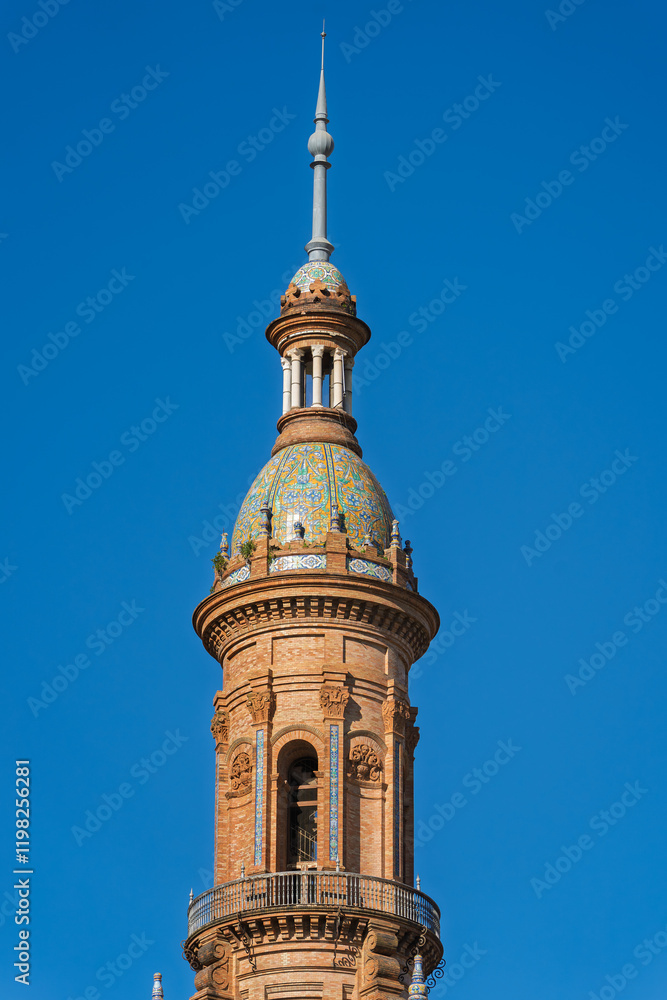 Pavillon auf der Plaza de España im Parque de María Luisa, Sevilla, Spanien, Andalusien