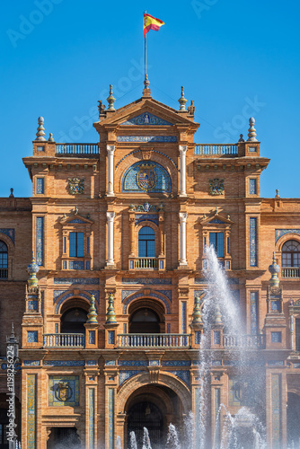 Obraz na płótnie Pavillon auf der Plaza de España im Parque de María Luisa, Sevilla, Spanien, Andalusien w salonie