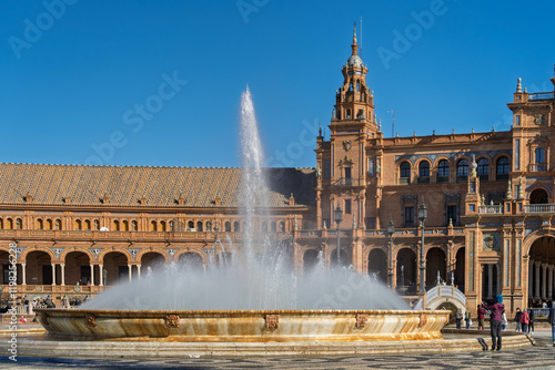 Obraz na płótnie Pavillon auf der Plaza de España im Parque de María Luisa, Sevilla, Spanien, Andalusien w salonie